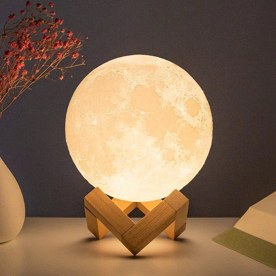 D5 Starry Moon Lamp 8cm - LED Night Light with Stand, Perfect for Bedroom Decor and Gifts - BUNKA