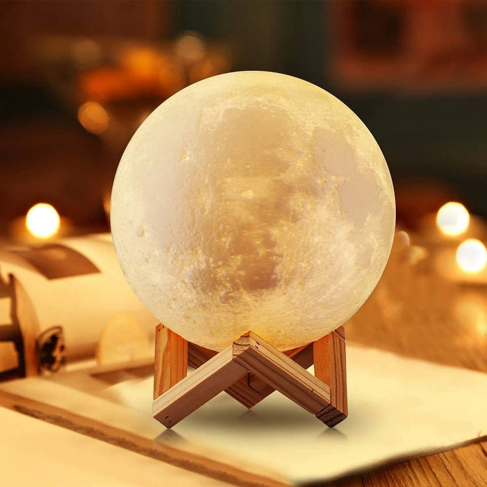 D5 Starry Moon Lamp 8cm - LED Night Light with Stand, Perfect for Bedroom Decor and Gifts - BUNKA