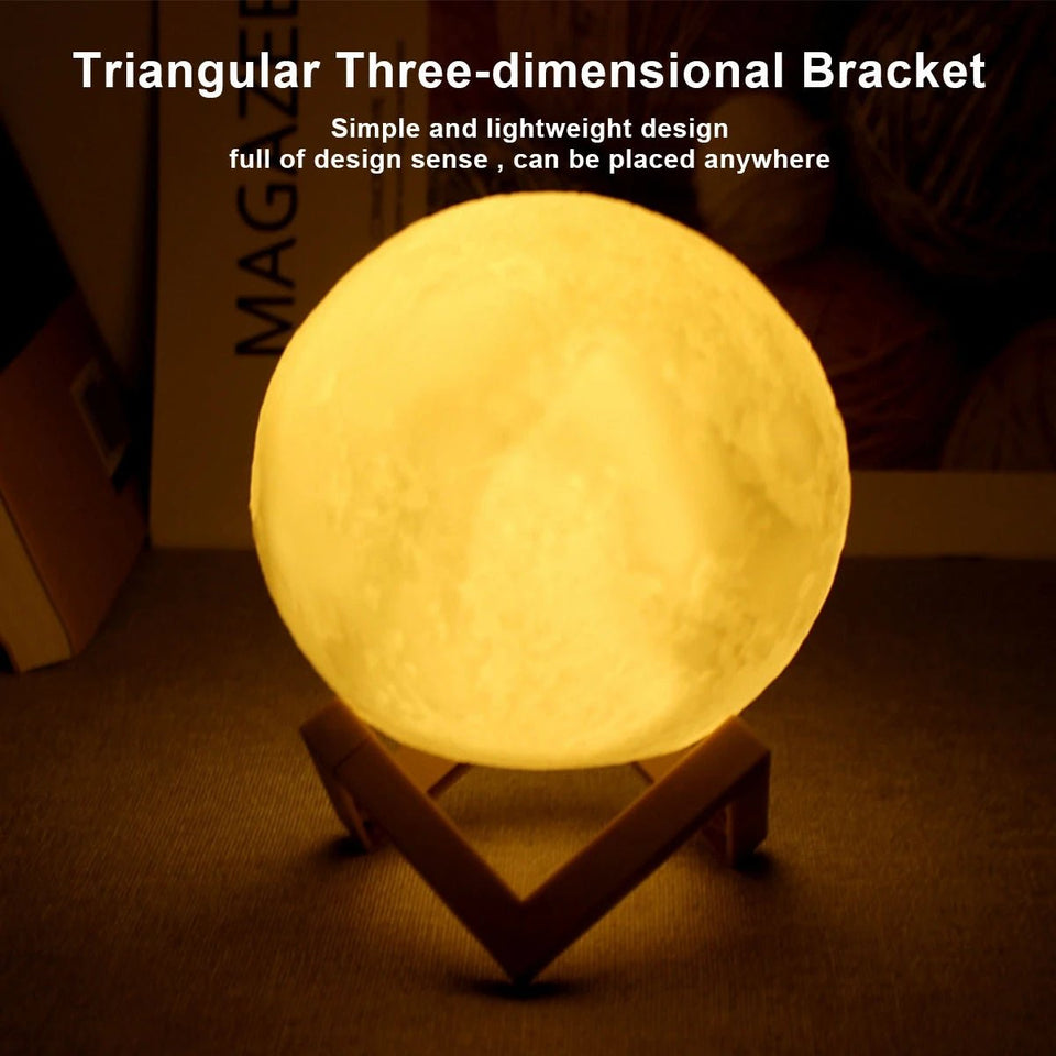 D5 Starry Moon Lamp 8cm - LED Night Light with Stand, Perfect for Bedroom Decor and Gifts - BUNKA