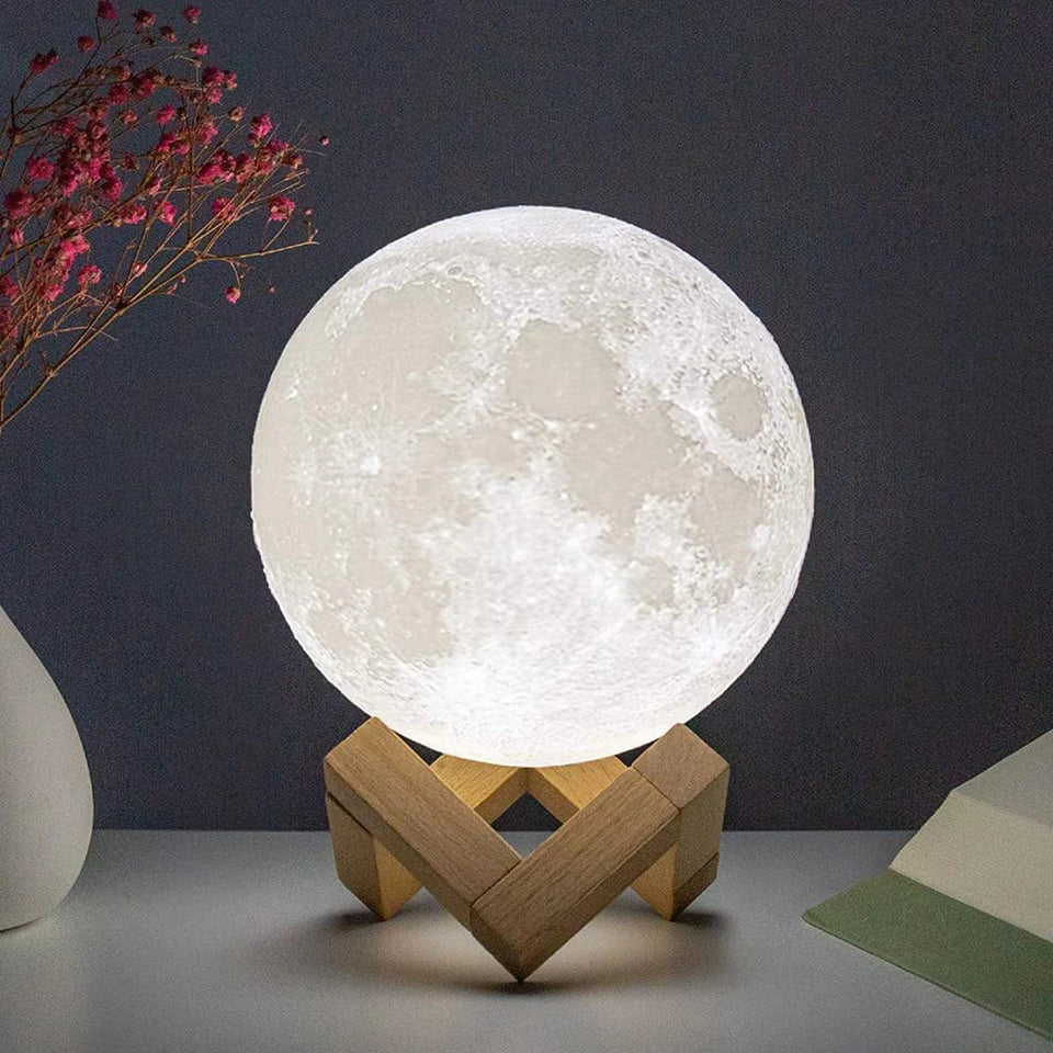 D5 Starry Moon Lamp 8cm - LED Night Light with Stand, Perfect for Bedroom Decor and Gifts - BUNKA