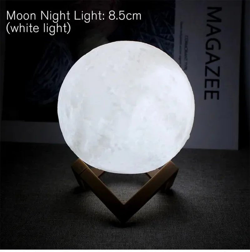 D5 Starry Moon Lamp 8cm - LED Night Light with Stand, Perfect for Bedroom Decor and Gifts - BUNKA