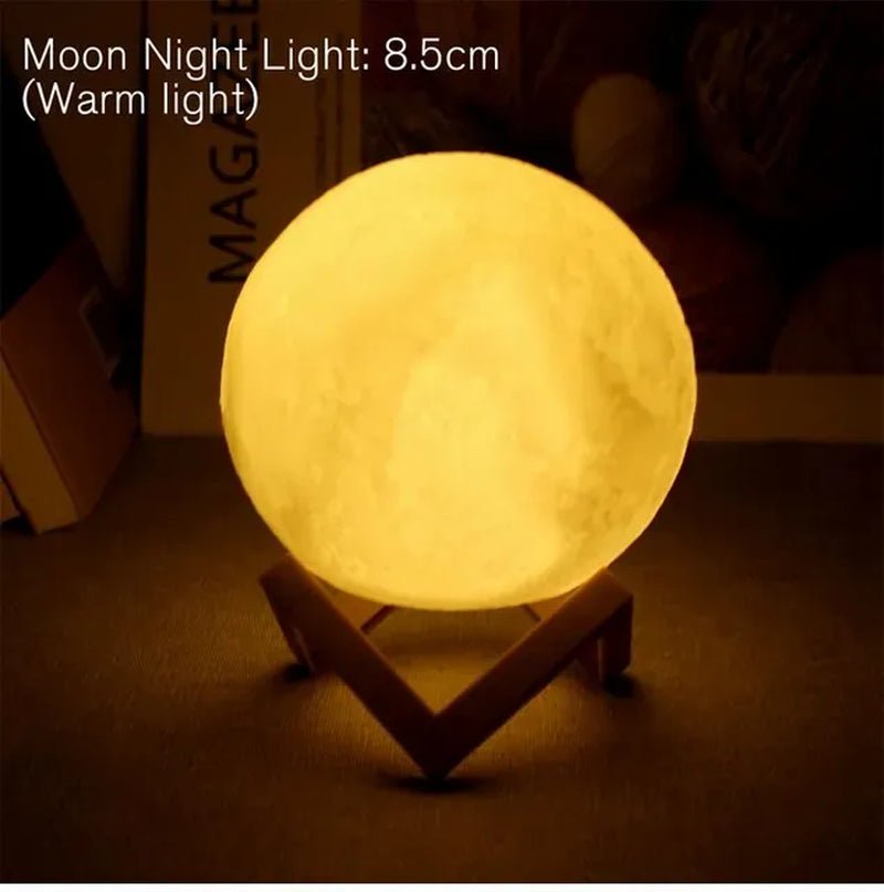 D5 Starry Moon Lamp 8cm - LED Night Light with Stand, Perfect for Bedroom Decor and Gifts - BUNKA