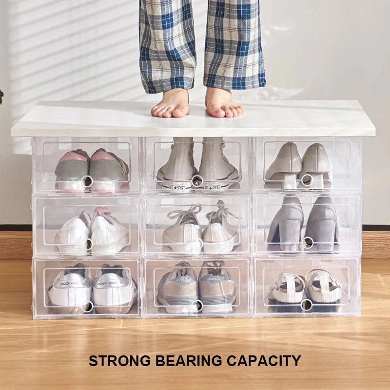 Glossy Stackable Shoe Boxes - Elegant Transparent Shoe Storage Solution - BUNKA