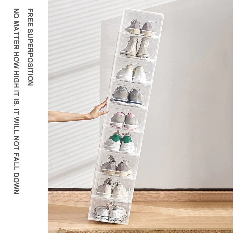 Glossy Stackable Shoe Boxes - Elegant Transparent Shoe Storage Solution - BUNKA