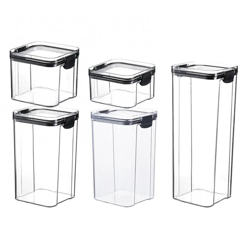 Multipurpose Food Storage Containers Set - Clear Jars with Lids for Cereal, Candy, and Dry Goods - BUNKA