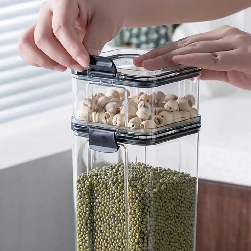 Multipurpose Food Storage Containers Set - Clear Jars with Lids for Cereal, Candy, and Dry Goods - BUNKA