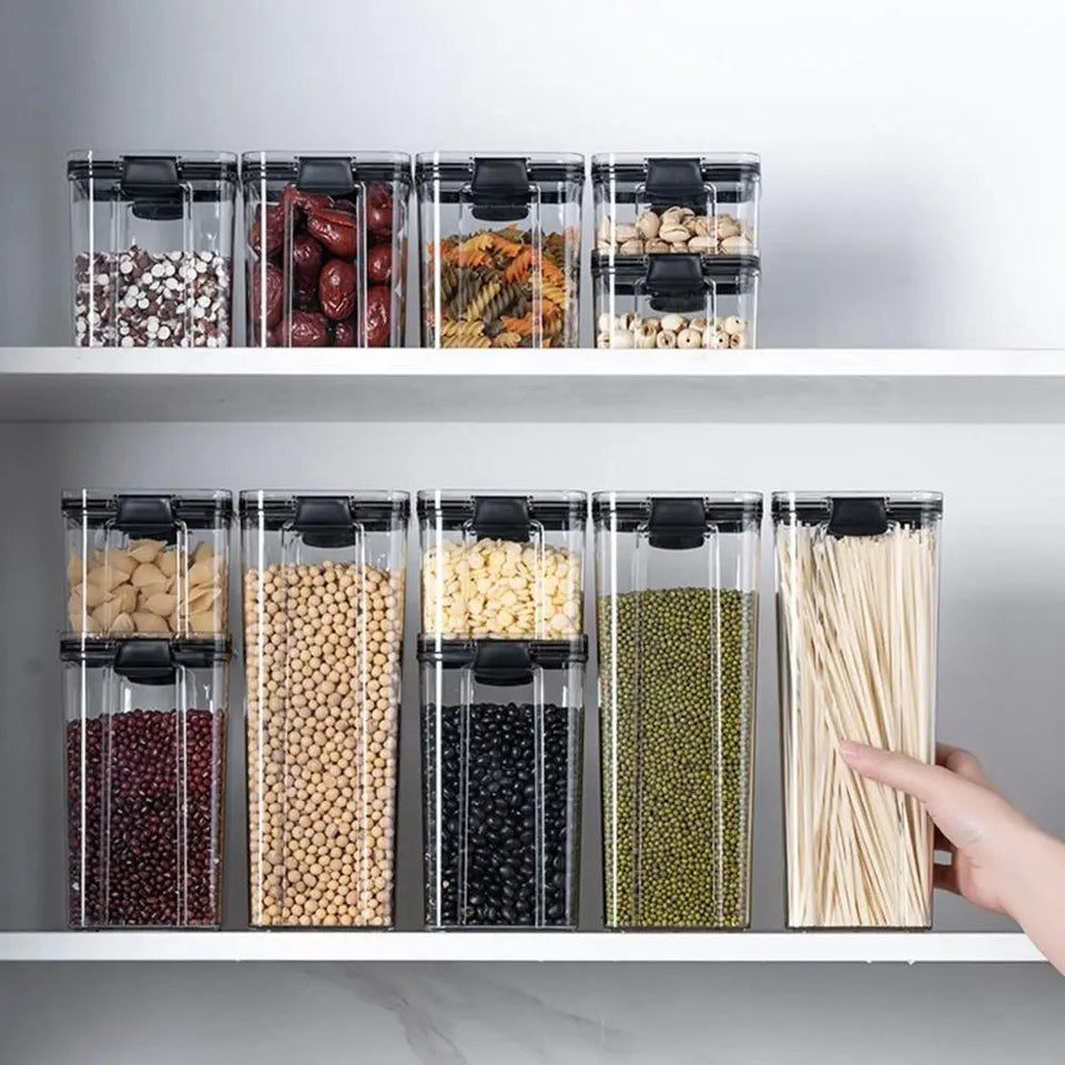 Multipurpose Food Storage Containers Set - Clear Jars with Lids for Cereal, Candy, and Dry Goods - BUNKA